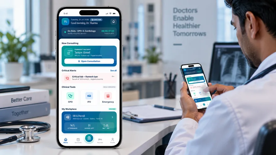 kNODE Staff Mobile App — consultations, alerts and clinical tools for doctors and nurses